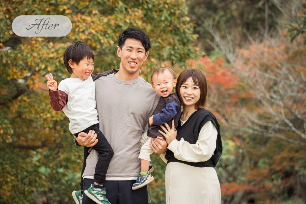 レタッチ後の鮮やかな写真