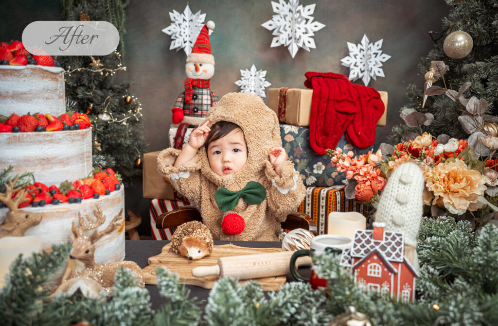 レタッチ後の鮮やかな写真